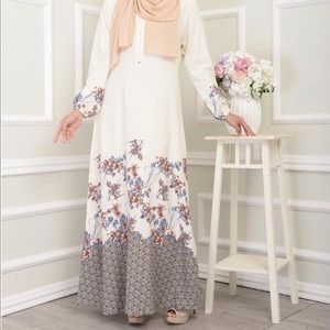Muslim  Islamic Malaysian Pestal Floral Abaya Dres